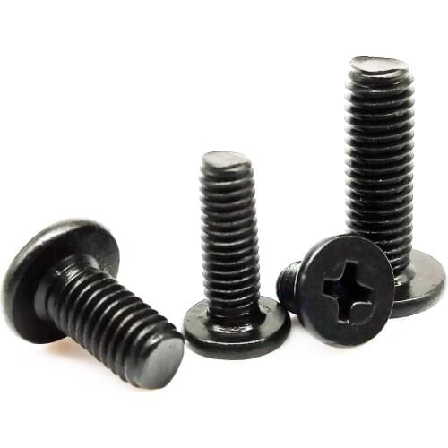 5/10/20/50X CM M1.6 M2 M2.5 M3 M4 M5 M6 Black 304 Stainless Steel Cross Super Low Flat Wafer Phillips Ultra Thin Head Bolt Screw