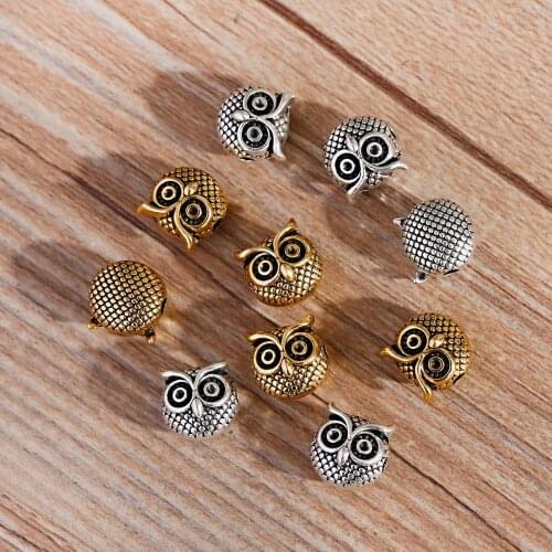 5pcs 10*11mm Owl Bead Spacer Bead Two Color Charms For DIY Craft Beaded Bracelets Beads For Jewelry Handmade Making Accessories