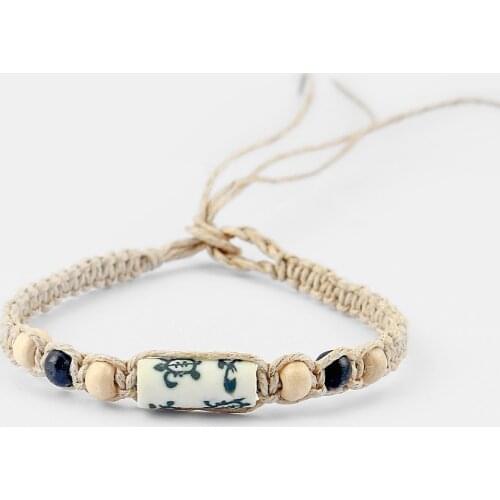 5PCS Hot Bohemian Retro Ethnic Style Braided Bracelet Handmade Polymer Clay Carved Turtle Lucky Amulet Charms Surfer Friendship