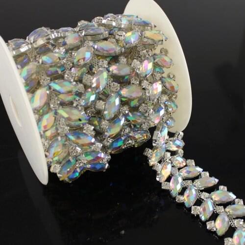 5Yards Shinny Stones AB Rhinestone Trims 28mm Crystal Appliques For Accessories Clothes Decorations