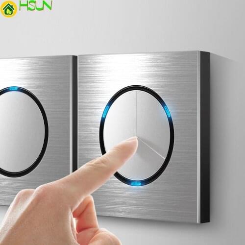 86 type 1 2 3 4 gang 1 2way Silver aluminum alloy panel Switch socket LED Northern Europe Industry German UK French light socket