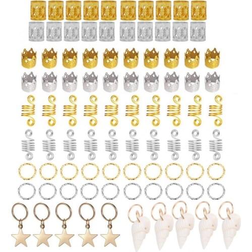 90pcs Hair Braid Rings Three-ply Hair Clips Loops Trumpet Shell Decoration for Women Girls Hair Accessories