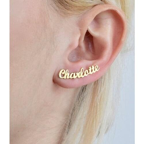 AurolaCo Fashion Trend Personality Custom Name Earrings Custom Nameplate Earrings Gifts For Best Friend Girls
