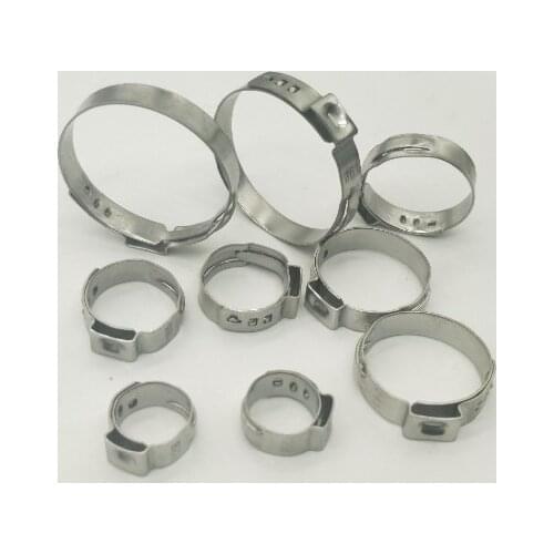 Free shipping middle size pipe Clamps High Quality 10PCS Stainless Steel 304 Single Ear Hose Clamps Assortment Kit Single