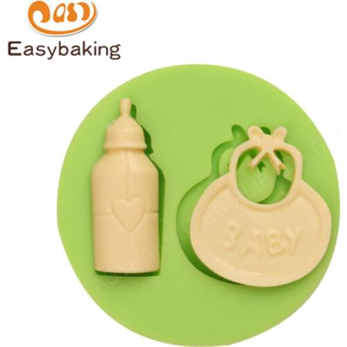 Food Safe Baby Bib and Milk Bottle Silicone Baking Mold Cake Decoration Tool DIY 3D Chocolate Mould Pastry Tools