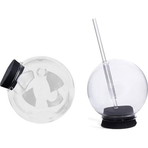 Cocktail Glass Creative Sphere Shaped Reusable Drinking Straw Cup Wine Juice Glasses Coffee Tumbler For Bar Home Party