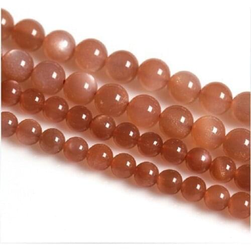 4-12mm Natural Orange Moonstone Stone Beads Round Loose DIY Beads For Jewelry Making Beads Accessories 15'' Women Men Gift