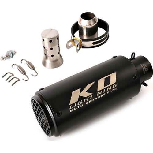 Black 38-51mm Motorcycle Exhaust Muffler Pipe Stainless Steel Exhaust Tips with Removable Db Killer Escape 245mm Dirt Bike ATV