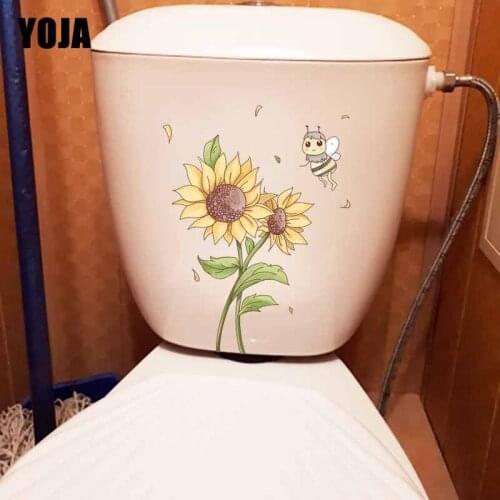 YOJA 17.3X22.7CM Moder Art Living Room Home Decor Wall Sticker Toilet Decal Cute Bees And Sunflowers T5-0977