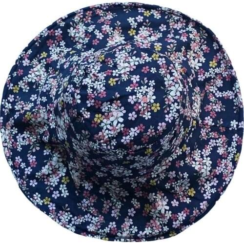 Kids Summer Sun Hats Children Spring Fall Outdoor Travel Foldable Bucet Hat For Girls Boys Cotten Floral Printing Fisherman Cap