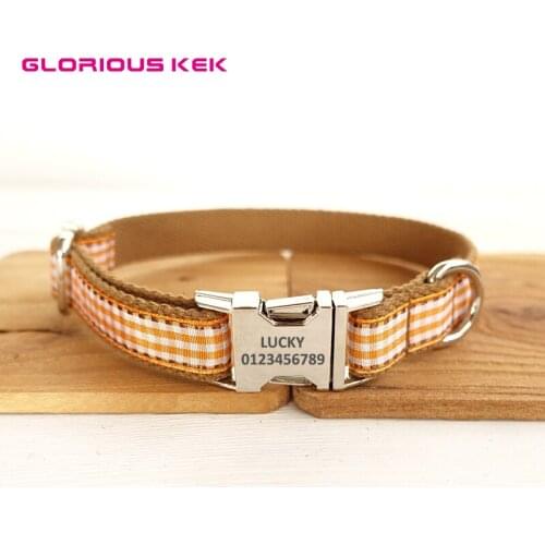 Designer Dog Collar Plaid Puppy Collars for Small Medium Big Dogs Quick Release Fashion Dog Collar and Leash Set Durable Nylon