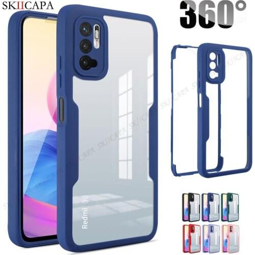 2 In 1 Double-Sided Hybrid Shockproof Phone Case For Xiaomi Mi 11 Lite Clear HD Transparent Soft Cover For Redmi Note 10 Pro 5G