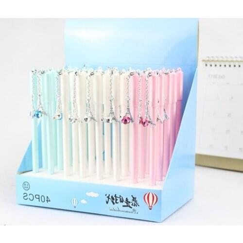 Ellen Brook 1 Pcs Cute Kawaii Tower Crystal Colorful Flower Pendant Gel Pen Stationery School Office Supply Creative Pretty Pens