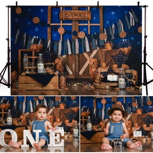 Newborn Cookies Photography Background Wooden Banner Decoration Props Children Birthday Portrait Backdrop Baby Shower Studio