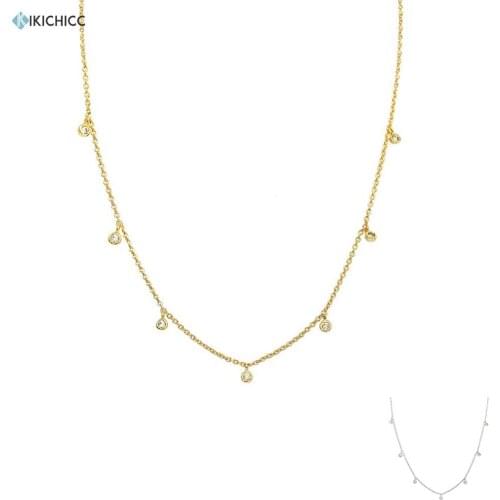 Kikichicc 100% 925 Sterling Silver Zircon Round CZ Charms Chain Necklace Long Chain Chocker 2020 Crystal Necklace Rock Punk