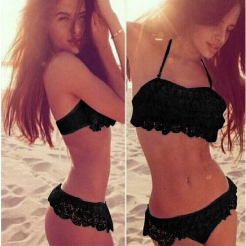 2 PCS Bikinis Set New Women Bathing Suit Sexy Lace Bikini Swimwear Cover Up Beachwear 2021