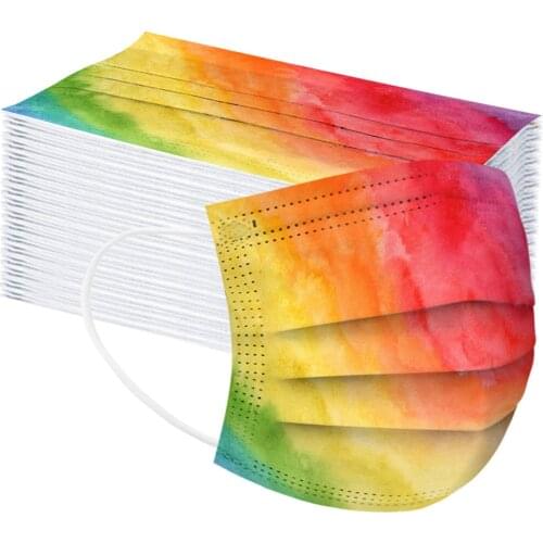 Fashion Children Kids Rainbow Gradient Printed Disposable 3-layer Face Masks Protective Breathable Scarf Halloween Cosplay Mask