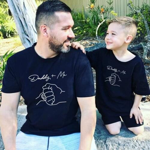 Summer Fashion T shirts Daddy+me Family Matching Garment Father Kids Tees Cotton Short Sleeve Casual Clothes