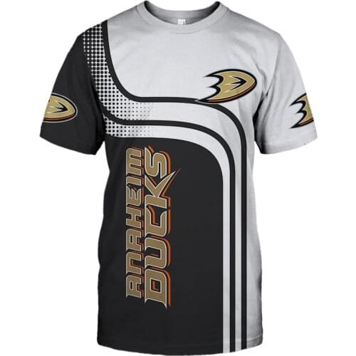 Summer Casual Tops Anaheim Mens fashion Black white stitching curve khaki dart print Ducks T-shirts