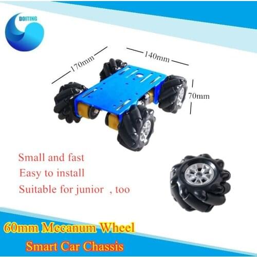 60mm Mecanum Wheel RC Robot Car Chassis Smart Car DIY Kit With TT Motor, Plastic Wheel and Metal Frame High Speed, Small size