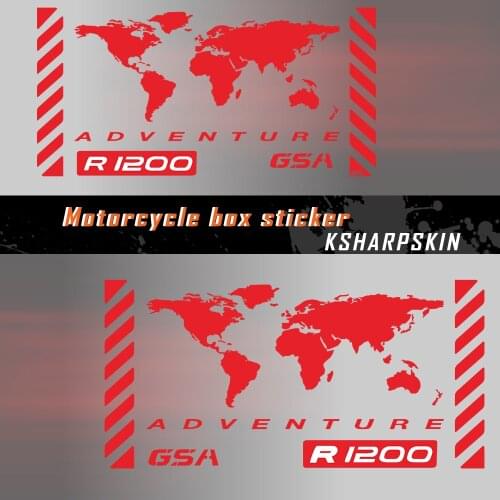 Motorcycle Aluminium box Side case world map Decoration Stickers Reflective Decals For BMW R1200GSA r 1200 gsa