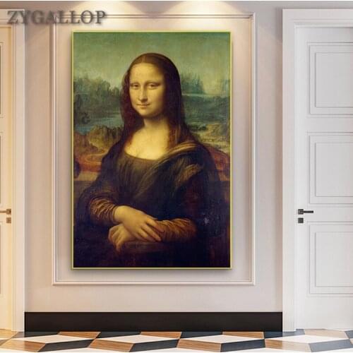 Smile Of Mona-Lisa-Portrait Canvas Painting Art Prints Poster Famous Paintings For Living Room Wall Decor Classical Reproduction