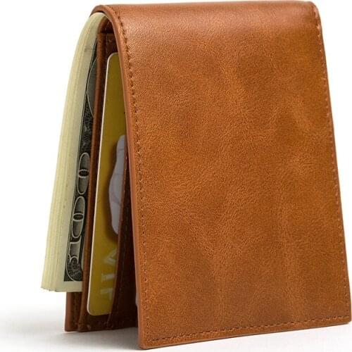 BISI GORO 2020 New Men Wallets Ultra Thin Folding Wallet Vintage Money Bags Business Card Wallet Gift Box