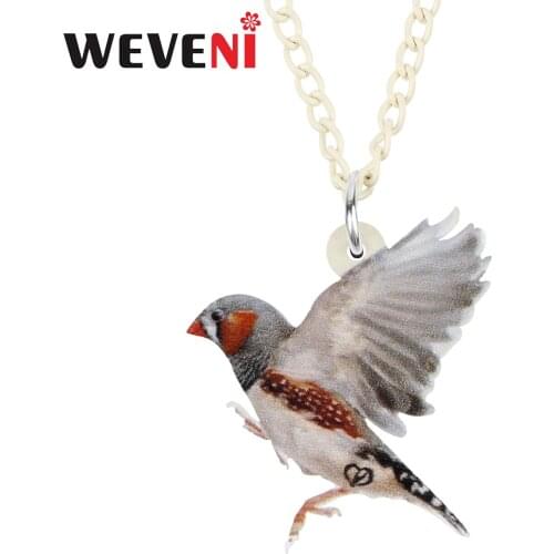 WEVENI Acrylic Flying Grass Finch Necklace Long Lovely Bird Animal Pendant Jewelry For Women Kids Girl Classic Gift Decoration