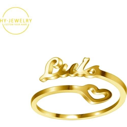 Personalized Custom Name Hollow heart Rings Stainless Steel Couples Names Letters Ring Mom Gift Mother Daughter Family Jewelry