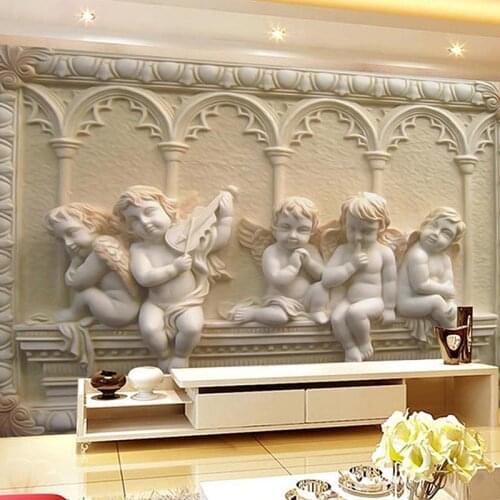 Custom 3D Wall Mural Modern Embossed Angel Sculpture Photo Wallpaper Living Room Kids Bedroom Home Decor Papel De Parede Sala