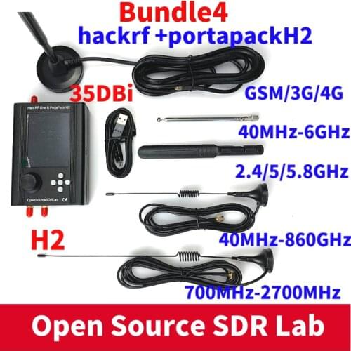PORTAPACK H2 For HACKRF ONE SDR + 0.5ppm TCXO +1500mAh Battery + 3.2" Touch LCD