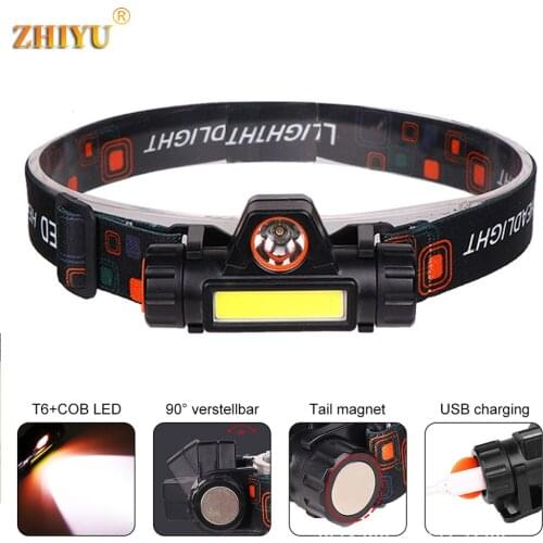 Portable Mini Flashlight Lantern Q5 + COB LED Headlamp Built-in 18650 Battery Outdoor Camping Headlight Fishing Lamp Magnetic