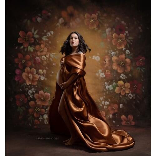 Hand Painted Muslin Floral backdrop, Flowers Pregnant Woman Baby family Portraits Studio Professional Photo Background Prop