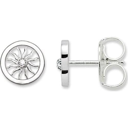 925 Sterling Silver Sun Patterns Ear Stud Earrings White Zircon Fashion Thomas Style Glam Earring Jewelry Ts Soul Gift for Women