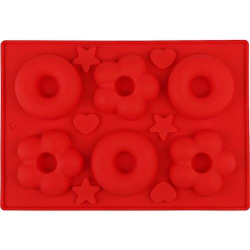 Silicone Cake Mold Flower Shape Cupcake Mold Donut 6 Cavity Food Grade Silicone Baking Mold For Pudding Chocolate Cake Soap