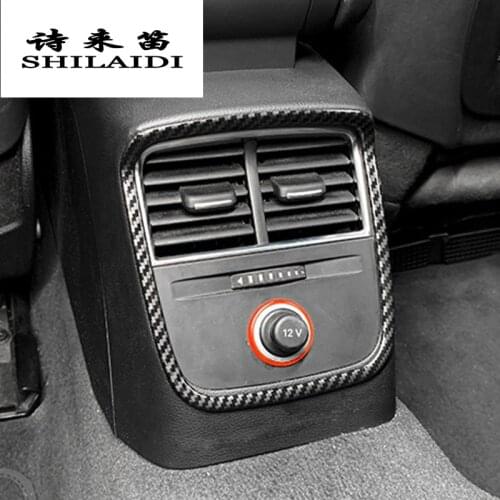 Car Styling Carbon Fiber Rear air conditioning vent outlet Panel Cover Stickers Trim For Audi A3 8V S3 Auto Interior Accessories