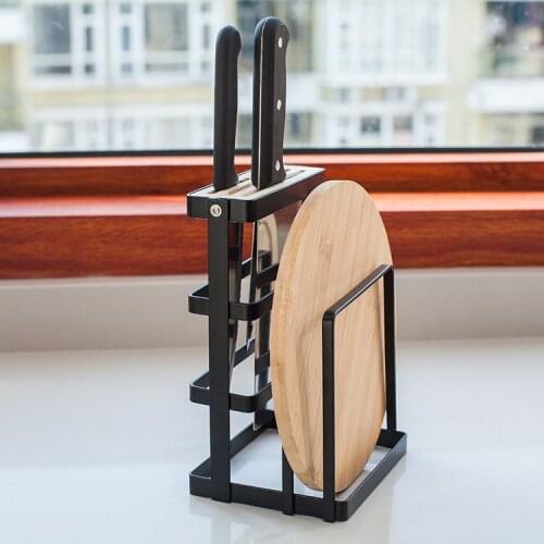 1PC Japanese Wrought Iron Knife Storage Rack Drain Rack Kitchen Cutting Board Storage Rack Vertical Tool Holder Organizer QA 193
