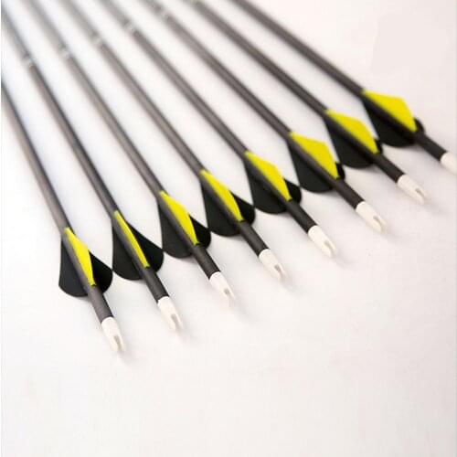 6Pcs Pure Carbon Arrow 80cm 31" Archery Arrows Replacable Arrowheads for Compound Bow and Recurve Bow