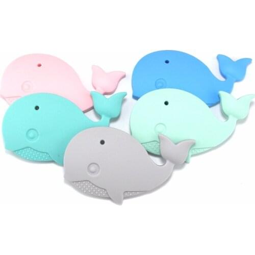 SUTOYUEN 3pcs Whale Shape Teether Necklace Pendant Silicone Teething BPA Free Baby Chew DIY Crafts Toys Nursing Jewelry