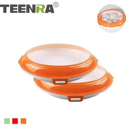 TEENRA Round Food Preservation Tray Creative Elastic Film Tray Reusable Food Storage Container Stackable Food Fresh Tray