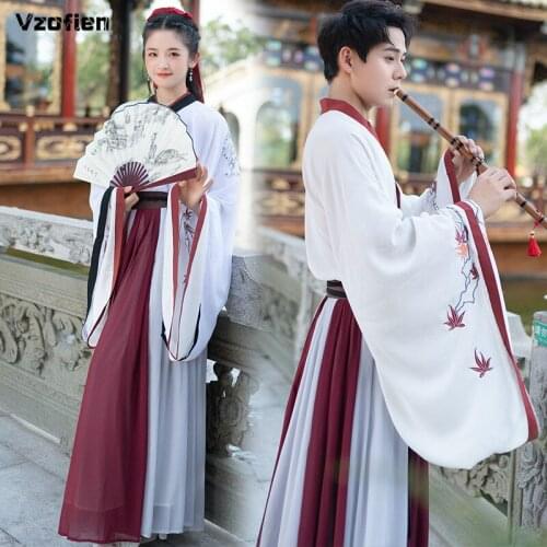 Ancient Traditional Embroidery Hanfu Dress Tang Dynasty CP Couple Traditional Hanfu Dress Folk Oriental Long Robes Dance Stage