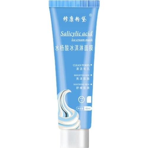 Skin Care Salicylic Acid Ice Cream Mask Deep Moisturizing Anti Acne Removal Whitening Hyaluronate Face Smear Masks 60ml