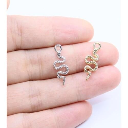 Eruifa 20pcs 20*8mm Popular Snake Zinc Alloy Jewelry DIY Charms Pendant Women Girl Necklace, Earring Bracelet 2 Colors