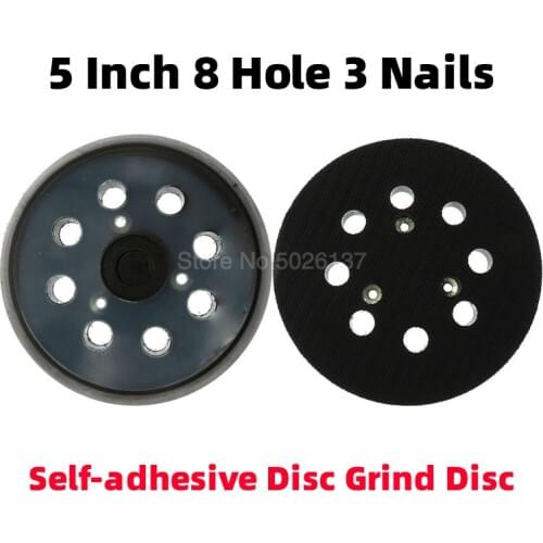 1Pc 5Inch 125MM 8 Hole 3 Nail Black Electric Discs Sanding Backing Plate Woodworking Sand Disc Pad Sander Angle Grinder Grinding