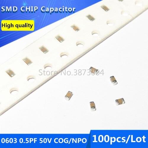 100pcs 0603 0.5PF 50V COG/NPO 0.25% SMD Chip Capacitor
