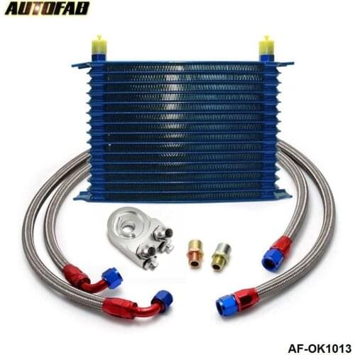 15 ROW AN-10AN UNIVERSAL ENGINE OIL COOLER KIT + ALUMINUM HOSE END KIT AF-OK1013