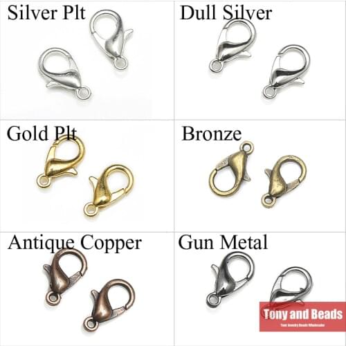 40Pcs=1Lot !) Jewelry Finding Lobster Parrot Clasp Connector 7X12MM Gold Silvers Bronze Plated EW38