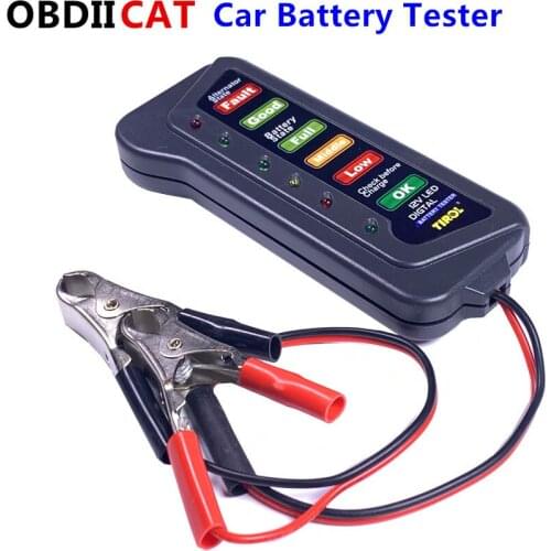 50pcs 12V Digital Battery Alternator Tester Car Vehicle Diagnostic Tool with 6 LED Lights Display Battery Testers