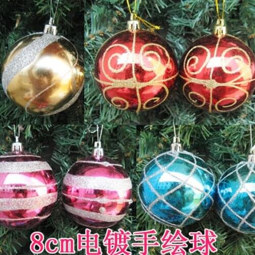 8 / 6cm Christmas plating ball hand-painted handmade ball wedding shopping gift decoration ball color pink plating ball