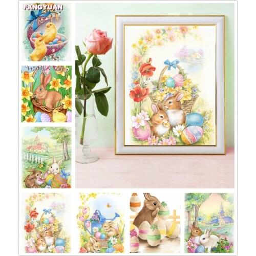 5D Diy Diamond Mosaic Lovely Bunny Diamond Painting Animals Rabbit Embroidery Rhinestone Cross Stitch Mosaic Kits Art Home Decor